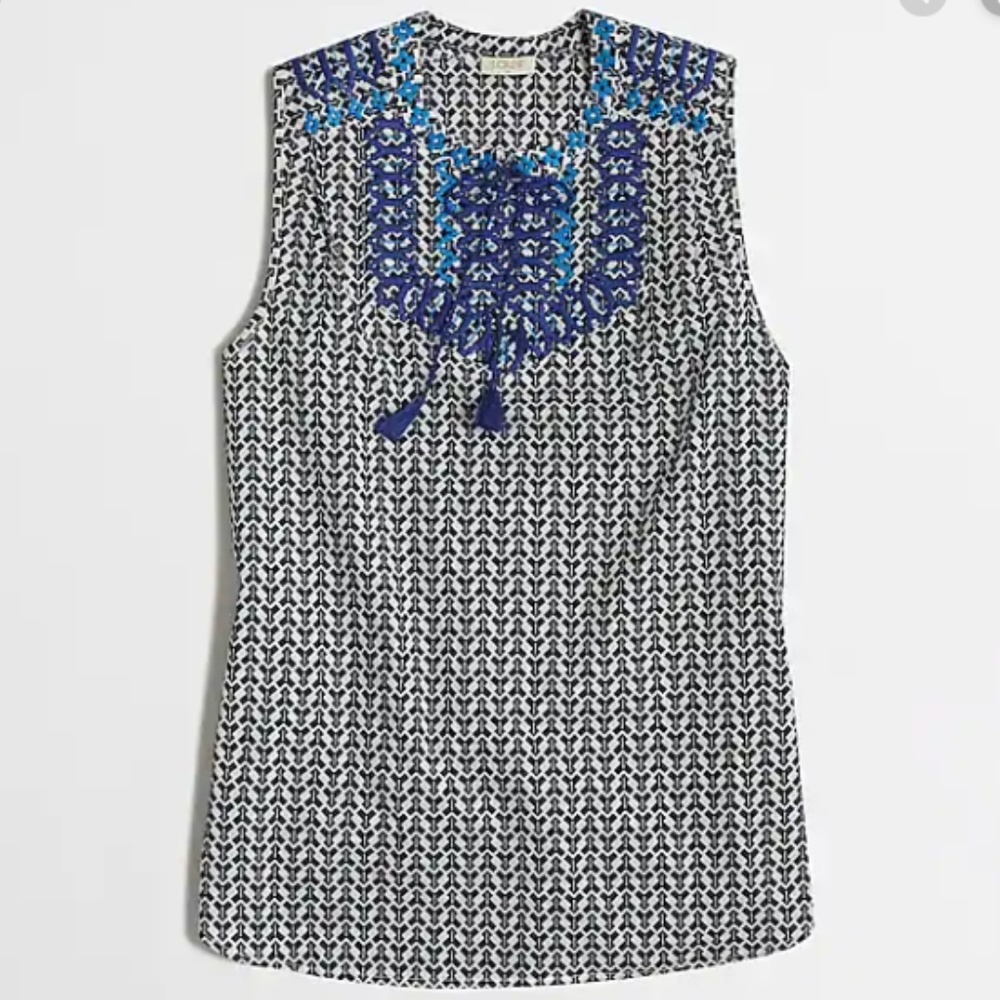 J Crew Factory geometric embroidered tank top